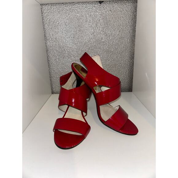 Michael  Michael Kors  Edgy Witch Strapy Red Slingback 3.5” Heel Open Toe Heel - Picture 1 of 11